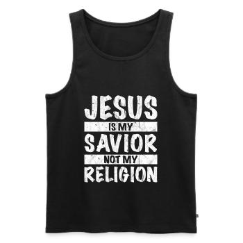 Jesus Is My Savior Not My Religion - Männer Premium Bio Tank Top - Schwarz - Vorne - AI Model Male 178 light (178cm)
