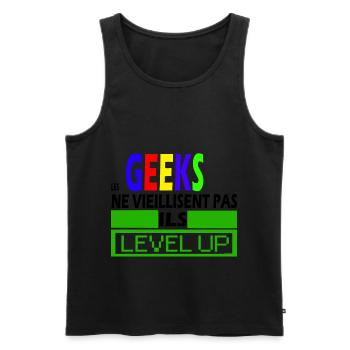 LES GEEKS BEST-SELLER🌟🌟 - Débardeur bio Premium Homme - noir - Devant - AI Model Male 178 light (178cm)