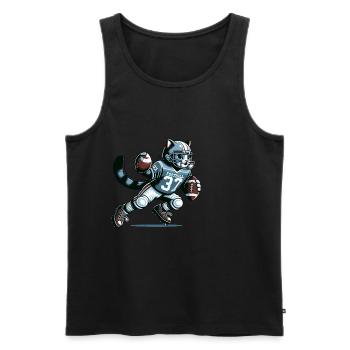 Cute American Football Player Cat - Men's Premium Organic Tank Top - black - Front - Michal (187cm)
