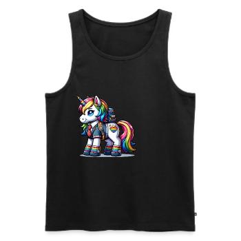Cute Schoolboy Unicorn - Men's Premium Organic Tank Top - black - Front - Michal (187cm)