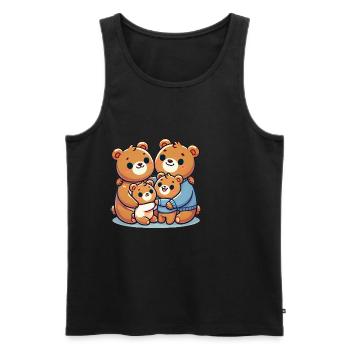 Bear Famille Mère Et Père Avec Deux Enfants - Débardeur bio Premium Homme - noir - Devant - AI Model Male 178 light (178cm)