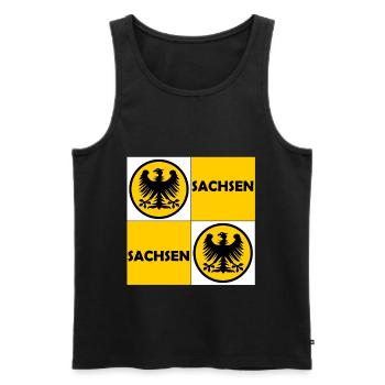 Der Sachse - Männer Premium Bio Tank Top - Schwarz - Vorne - AI Model Male 178 light (178cm)