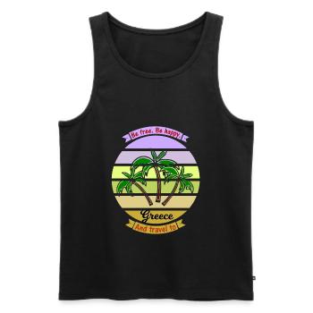 Holidays in Greece - Men's Premium Organic Tank Top - black - Front - Michal (187cm)