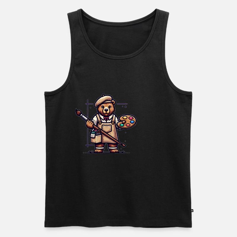Cute Bear Artist - Männer Premium Bio Tank Top - Schwarz