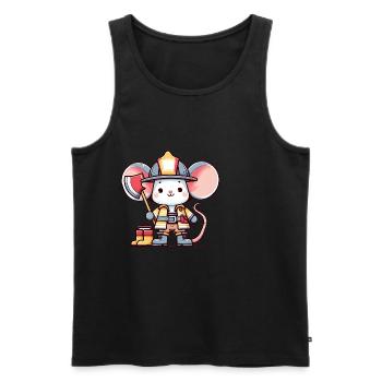 Souris mignonne pompier - Débardeur bio Premium Homme - noir - Devant - AI Model Male 178 light (178cm)