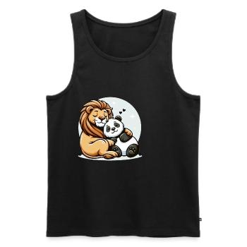 Cuddling Lion And Panda In Love - Men's Premium Organic Tank Top - black - Front - Michal (187cm)