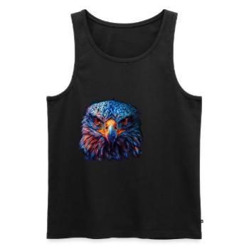 Aigle rouge et bleu : art animalier féroce et vif - Débardeur bio Premium Homme - noir - Devant - AI Model Male 178 light (178cm)