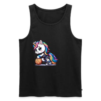 Cute Basketball Player Unicorn - Männer Premium Bio Tank Top - Schwarz - Vorne - Michal (187cm)