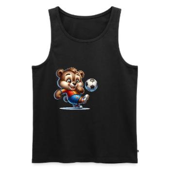 Mignon joueur de football ours - Débardeur bio Premium Homme - noir - Devant - Michal (187cm)