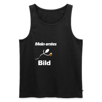 Ma première image de sperme avec une bière - Débardeur bio Premium Homme - noir - Devant - AI Model Male 178 light (178cm)
