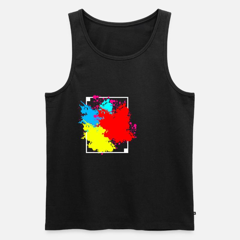 Bunter Farbfleck Rahmen Geschenk - Männer Premium Bio Tank Top - Schwarz