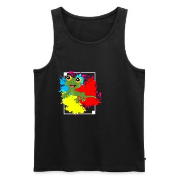 Geko Eidechse Rahmen Geschenk - Männer Premium Bio Tank Top - Schwarz - Vorne - AI Model Male 178 light (178cm)
