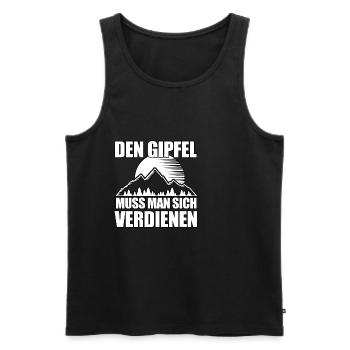 Bergsteiger Spruch Berg Gipfel Verdienen Geschenk - Männer Premium Bio Tank Top - Schwarz - Vorne - Michal (187cm)