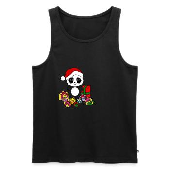 Panda with Christmas presents. Christmas - Men's Premium Organic Tank Top - black - Front - Michal (187cm)