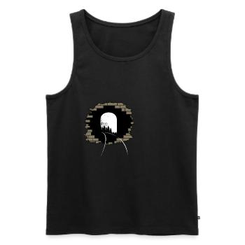 Wanddurchbruch Tunnel Zug Schienen Geschenk - Männer Premium Bio Tank Top - Schwarz - Vorne - AI Model Male 178 light (178cm)