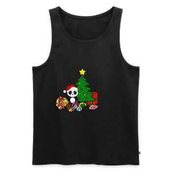 Arbre de Noël Panda - Débardeur bio Premium Homme - noir - Devant - AI Model Male 178 light (178cm)