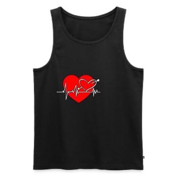 Coeur coeur EKG coeur ligne avec partenaire amour flèche - Débardeur bio Premium Homme - noir - Devant - AI Model Male 178 light (178cm)