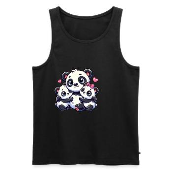 Parent panda aimant avec deux enfants mignons - Débardeur bio Premium Homme - noir - Devant - Michal (187cm)