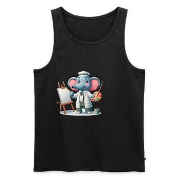Artiste éléphant mignon - Débardeur bio Premium Homme - noir - Devant - AI Model Male 178 light (178cm)