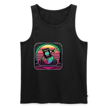 Passport Ready 11 - Men's Premium Organic Tank Top - black - Front - AI Model Male 178 light (178cm)