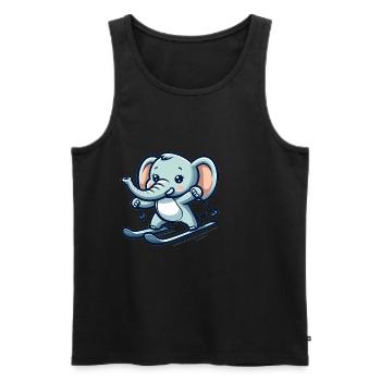 Cute Skier Elephant - Männer Premium Bio Tank Top - Schwarz - Vorne - AI Model Male 178 light (178cm)