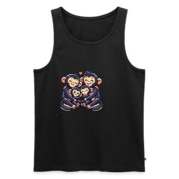 Famille de chimpanzés mère et père avec deux enfants - Débardeur bio Premium Homme - noir - Devant - AI Model Male 178 light (178cm)
