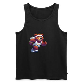 Cute Marathon Runner Bear - Männer Premium Bio Tank Top - Schwarz - Vorne - AI Model Male 178 light (178cm)