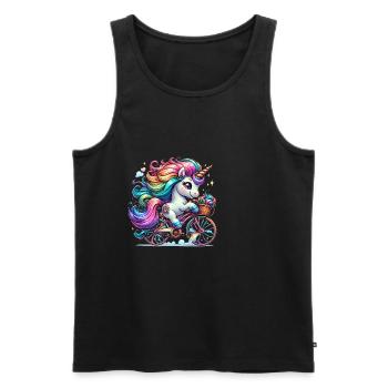 Licorne cycliste mignonne - Débardeur bio Premium Homme - noir - Devant - Michal (187cm)