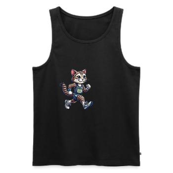 Cute Marathon Runner Cat - Männer Premium Bio Tank Top - Schwarz - Vorne - AI Model Male 178 light (178cm)
