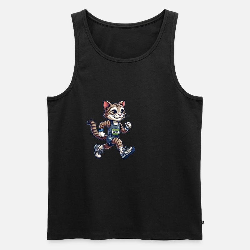 Cute Marathon Runner Cat - Männer Premium Bio Tank Top - Schwarz