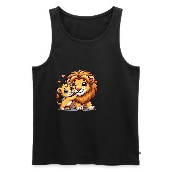 Loving Lion Parent with Child - Men's Premium Organic Tank Top - black - Front - Michal (187cm)