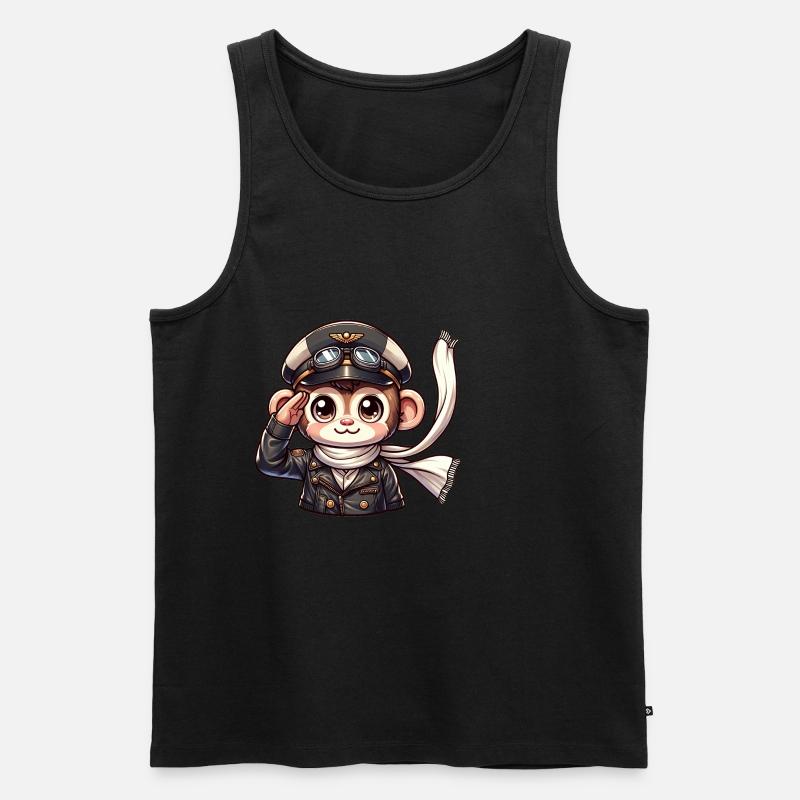 Cute Monkey Pilot - Männer Premium Bio Tank Top - Schwarz