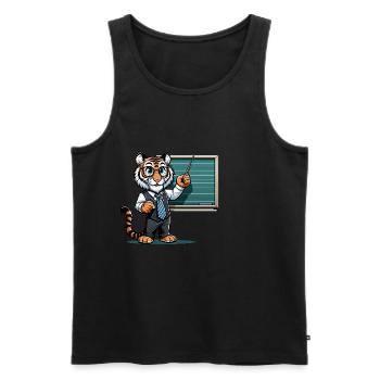 Cute Tiger Teacher - Men's Premium Organic Tank Top - black - Front - AI Model Male 178 light (178cm)