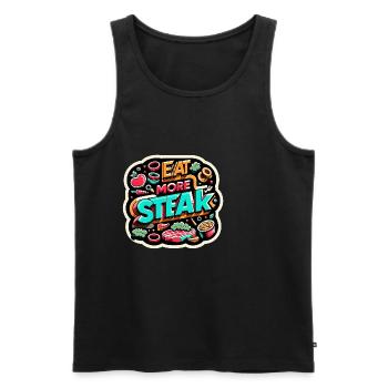 Eat More Steak 13 - Men's Premium Organic Tank Top - black - Front - AI Model Male 178 light (178cm)