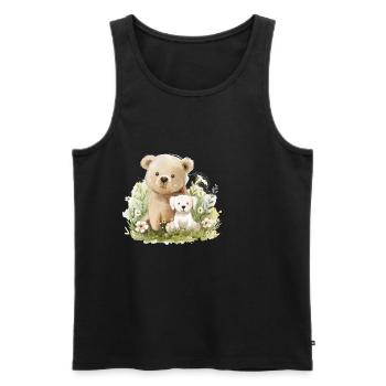 Cute Bear And Dog Friends - Männer Premium Bio Tank Top - Schwarz - Vorne - Michal (187cm)
