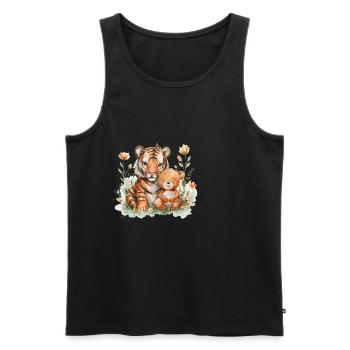 Cute Tiger And Bear Friends - Männer Premium Bio Tank Top - Schwarz - Vorne - Michal (187cm)