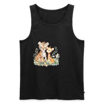 Cute Tiger And Giraffe Friends - Männer Premium Bio Tank Top - Schwarz - Vorne - Michal (187cm)