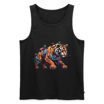 Tigre en graffiti sur la piste | Tigre de la ville - Débardeur bio Premium Homme - noir - Devant - AI Model Male 178 light (178cm)