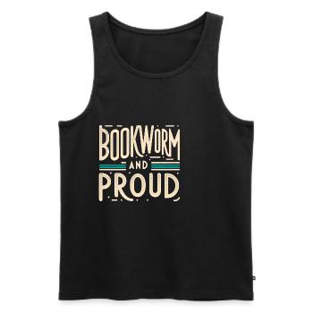 Bookworm and Proud 4 - Männer Premium Bio Tank Top - Schwarz - Vorne - AI Model Male 178 light (178cm)