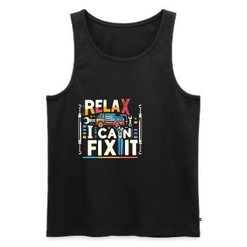 Relax I Can Fix It 28 - Men's Premium Organic Tank Top - black - Front - Michal (187cm)