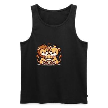 Famille Lion Mère Et Père Avec Un Enfant - Débardeur bio Premium Homme - noir - Devant - AI Model Male 178 light (178cm)