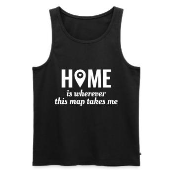 Home Is Wherever This Map Takes Me GIS Travel - Men's Premium Organic Tank Top - black - Front - AI Model Male 178 light (178cm)