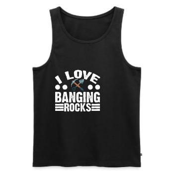 I Love Banging Rocks 3 - Männer Premium Bio Tank Top - Schwarz - Vorne - Michal (187cm)