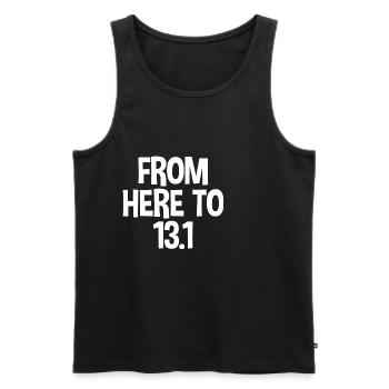 À partir de ici à 13.1 - Débardeur bio Premium Homme - noir - Devant - AI Model Male 178 light (178cm)
