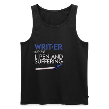 Writer, Pen And Suffering 2 - Men's Premium Organic Tank Top - black - Front - AI Model Male 178 light (178cm)
