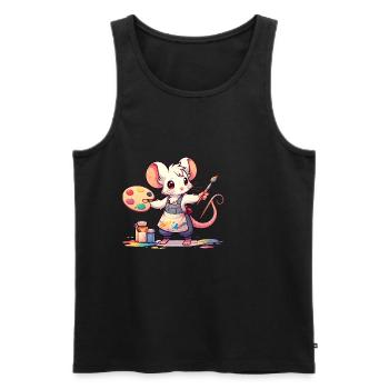 Cute Mouse Artist - Men's Premium Organic Tank Top - black - Front - Michal (187cm)