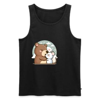 Cuddling Bear And Mouse In Love - Männer Premium Bio Tank Top - Schwarz - Vorne - AI Model Male 178 light (178cm)