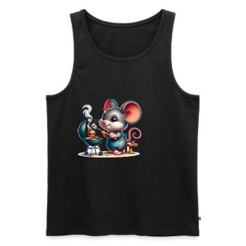 Cute BBQ Mouse - Männer Premium Bio Tank Top - Schwarz - Vorne - Michal (187cm)