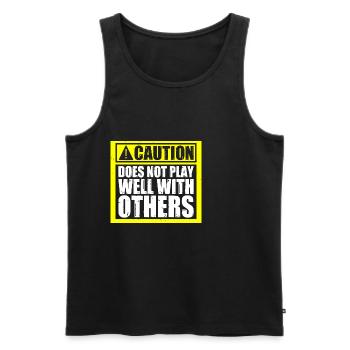 Caution Does Not Play Well With Others 56 - Männer Premium Bio Tank Top - Schwarz - Vorne - AI Model Male 178 light (178cm)