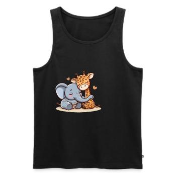Câlin Éléphant Et Girafe Amoureux - Débardeur bio Premium Homme - noir - Devant - Michal (187cm)